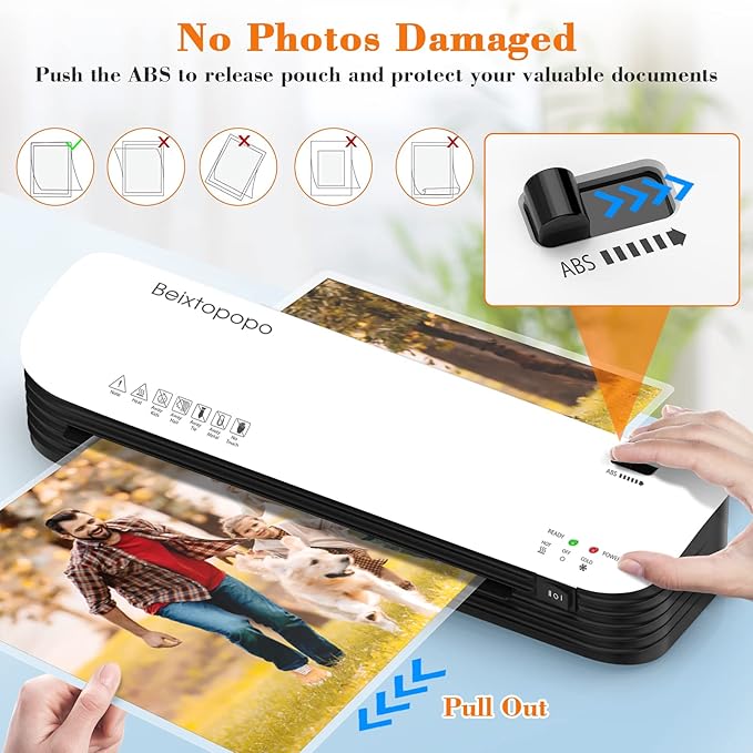 Laminator Machine, 9 Inch Thermal Laminater, Beixtopopo A4/A5/A6 Personal Laminator Machine with Laminating Sheets, 6 in 1 Heating Laminate Machine for Home School Office, Silent-DeskLoop Office