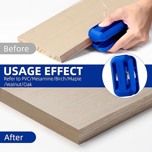 GSCIT Club Edge Banding Trimmer, with Tungsten Carbide Blades, Hand Planer Edge Bander for Burrs,Edge Corner Planer,Wood Chamfering Fillet Scraper,Edge Banding Cutter for PVC ABS Melamine (Blue)-DeskLoop Office