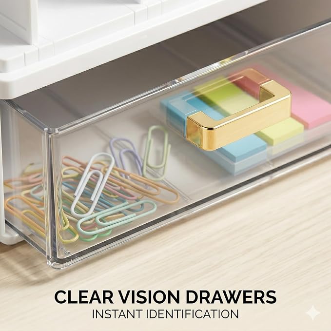 CiWiVOKi Desk Organizer with 4 File Slots and 2 Drawers, notebooks and office - Image 5