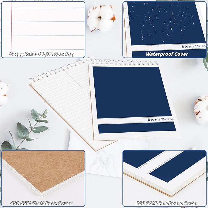 16 Pack Steno Pads 6 x 9 in Top Spiral Notebook Bulk Pack 960 Total Sheets - Image 4