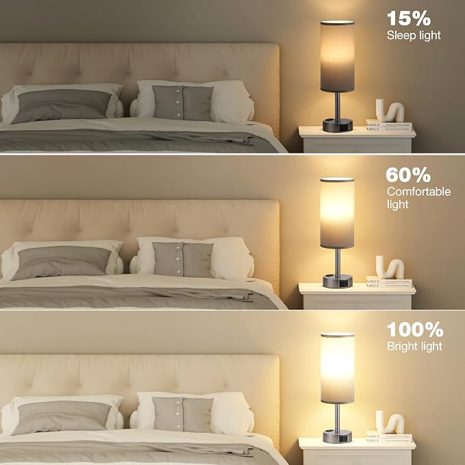 Fenmzee Grey Bedside Table Lamp - Image 5