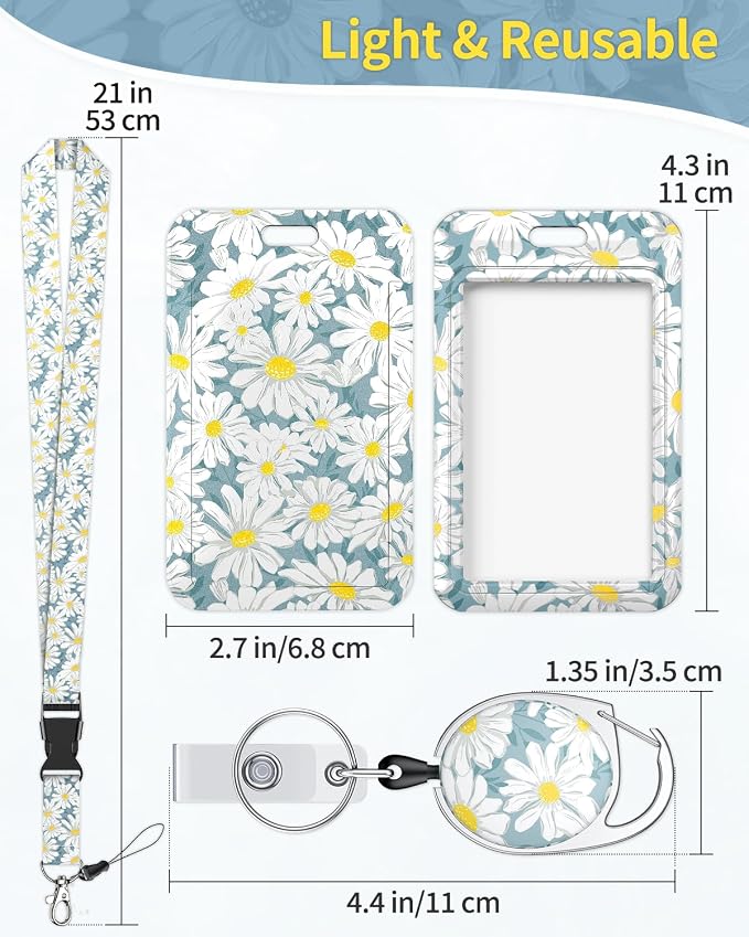 Uniclife Floral Sliding Badge Holder Daisy Flower Plastic Case - Image 2