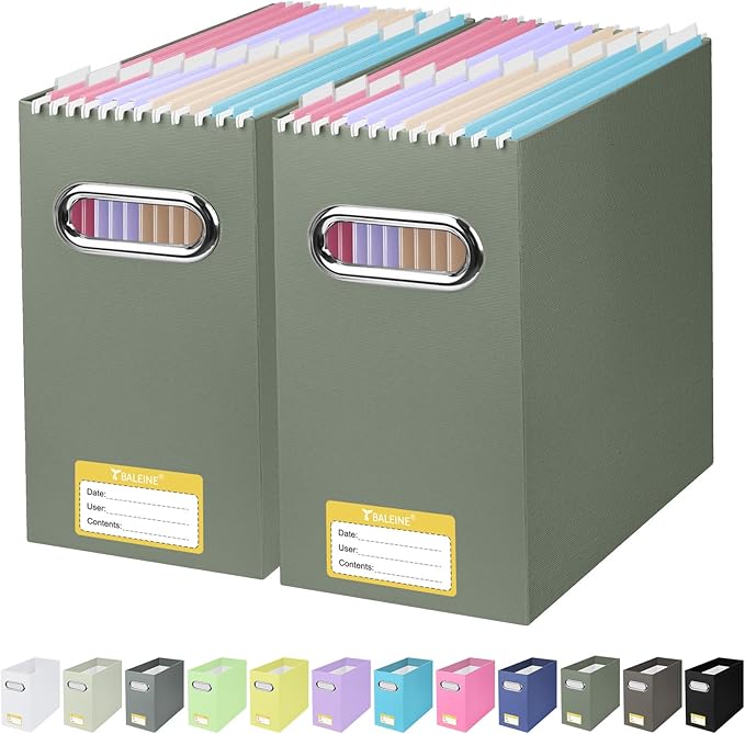 BALEINE File Organizer Box, Cardboard File Folder Organizer by BALEINE