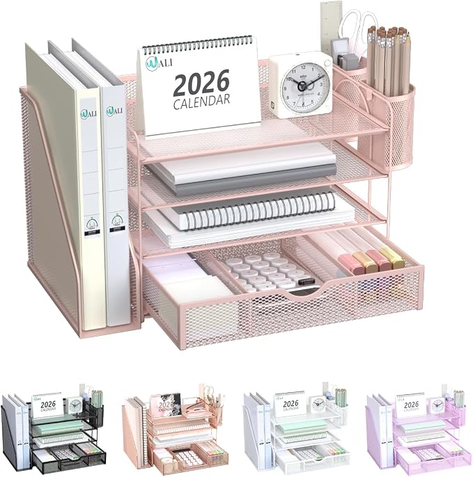 WALI Desk File Organizer, 4 Tier Desktop Paper Letter Tray Organizer by WALI