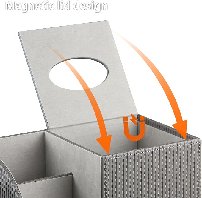 Square Tissue Box Cover with Storage, PU Leather Cube Tissue Box Holder - Image 4