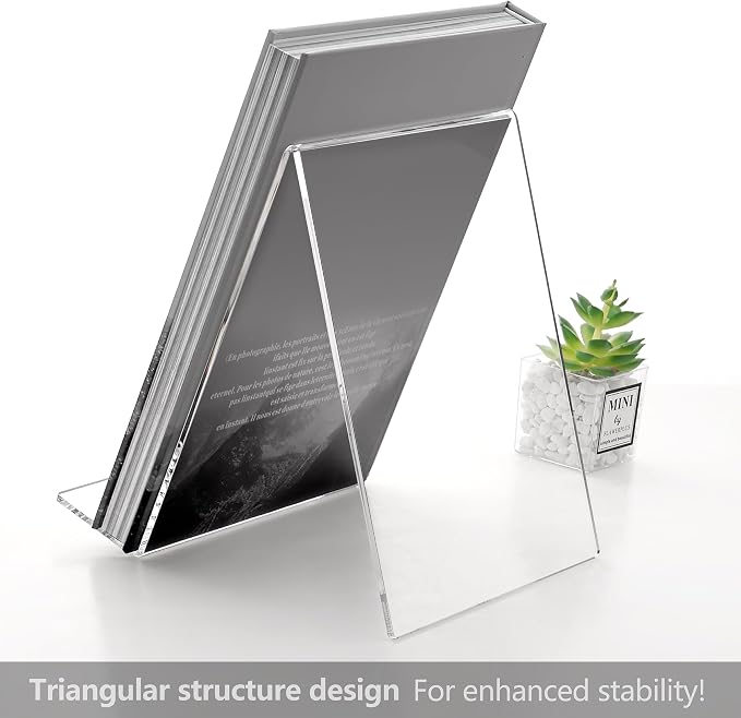 SANRUI 2 Pack Acrylic Book Display Stand 8x11 Inch, A4 Clear Easel Base Holder - Image 8