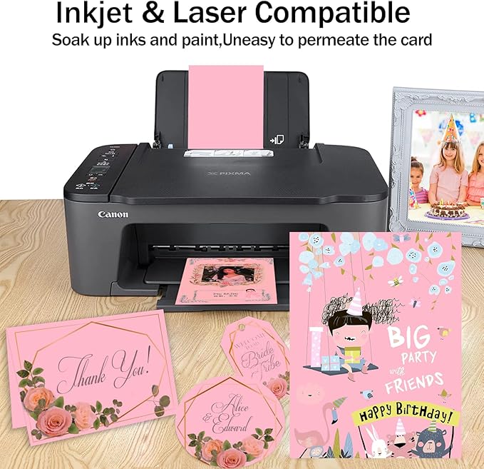 24 Sheets Pink Cardstock 8.5 x 11 Thick Paper, Goefun 80lb Card Stock Printer Paper for Arts & Crafts, Valentines Day, Stationary Printing-DeskLoop Office