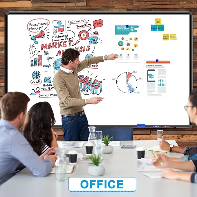 H-Qprobd 72"x48" White Board for Wall Large Magnetic Dry Erase Board with Black Aluminum Frame, Presentation Whiteboard Suitable for Home, Office, Classroom & Kitchen-DeskLoop Office