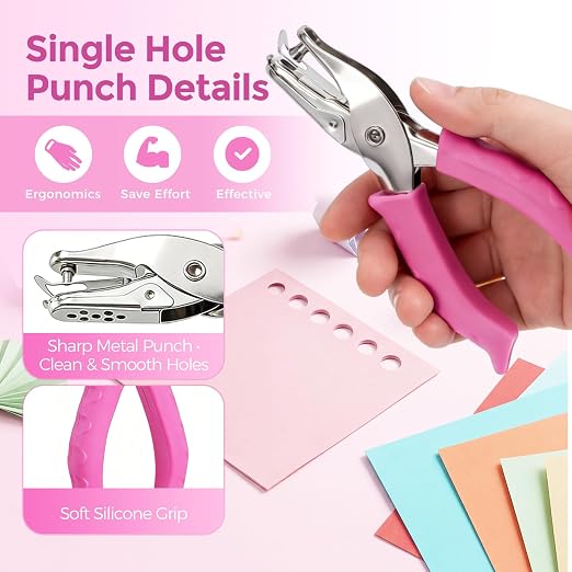 2 PCS Single Hole Punch, 1/4 Inch and 1/8 Inch Hole Puncher - Image 3