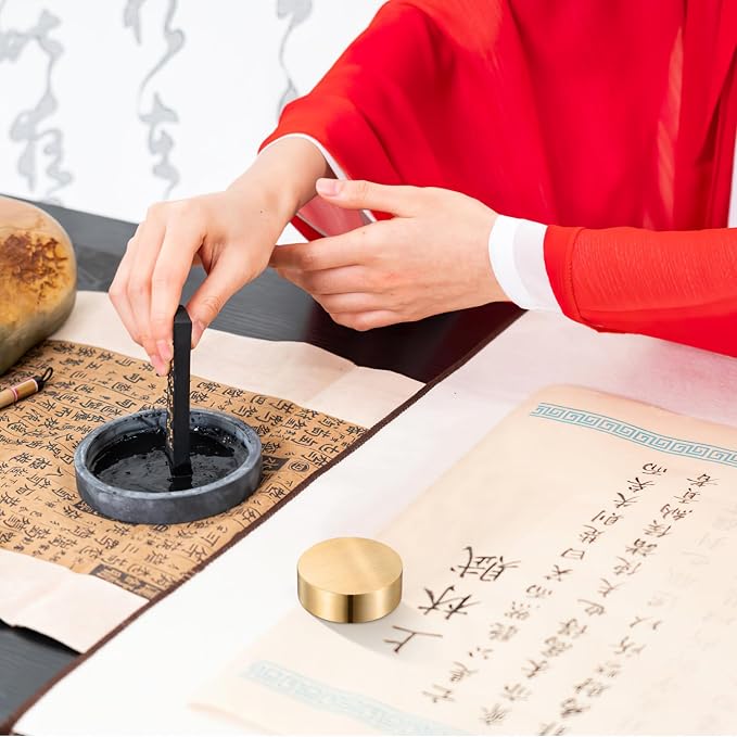 Ipetboom Brass Paperweight 1.57 Inch Round Calligraphy Paper Weight - Image 5
