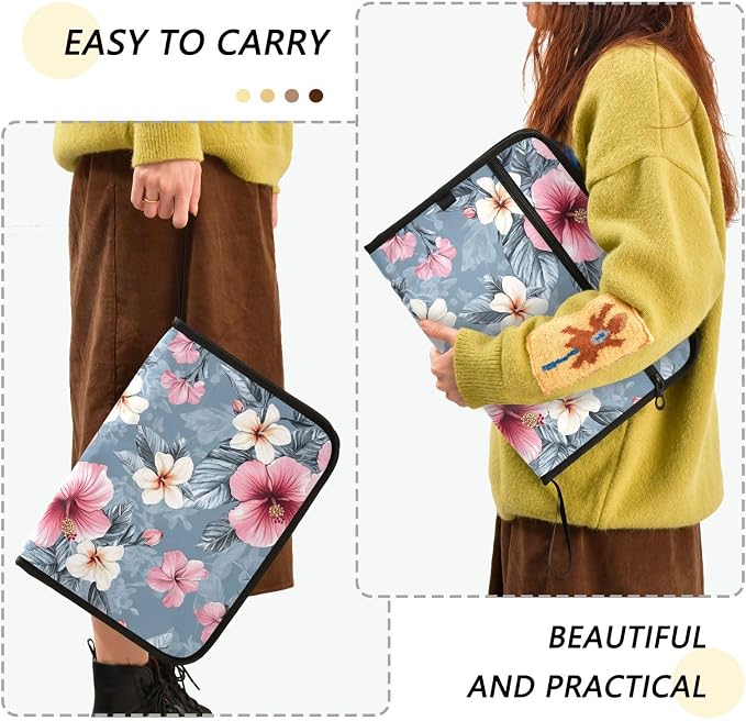 Expanding File Folder Pink Hibiscus Flower Accordion File Organizer 13 Pockets - Image 2