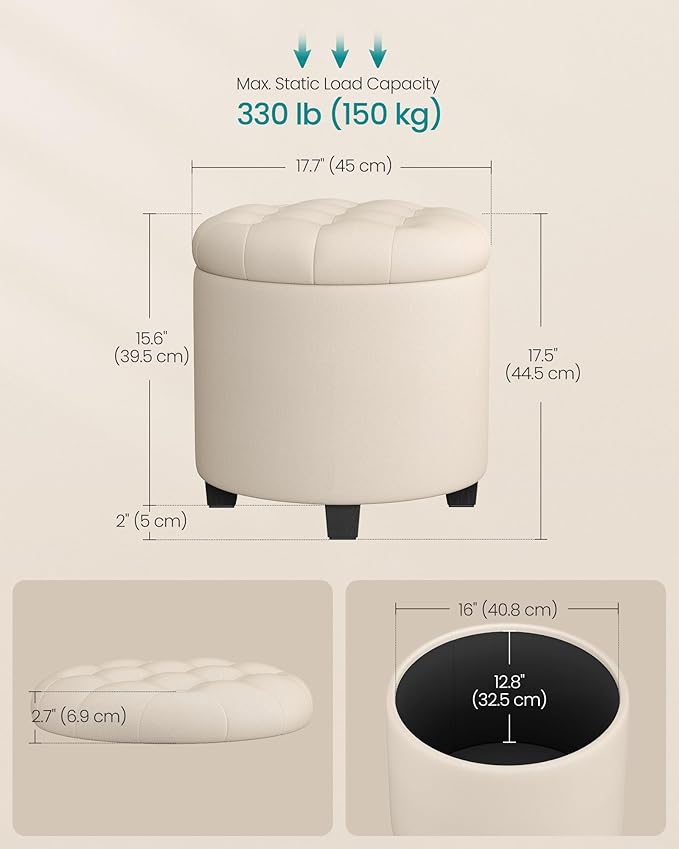 SONGMICS Round Ottoman, Ottoman - Image 3