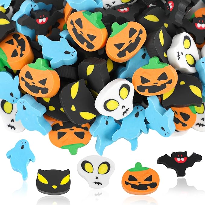 FOIMAS 80pcs Halloween Erasers, Pumpkin Ghost Skull Rubber Erasers by FOIMAS