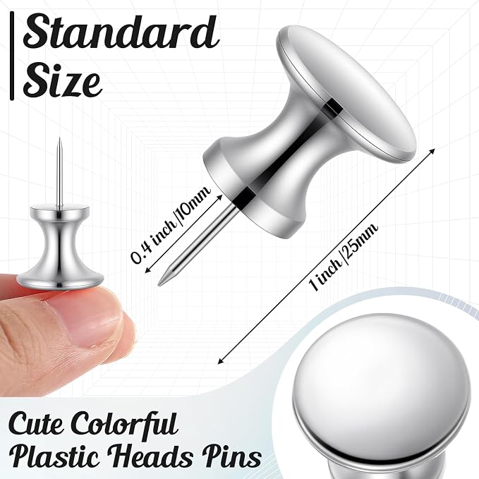 Outus 100 Pcs Giant Push Pins Large Thumb Tacks Plastic Heads 1 Inch Jumbo Push - Image 2