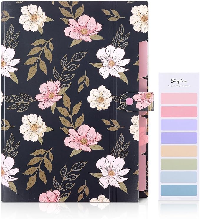 SKYDUE Accordion File Organizer, Floral Expanding File Folders - Image 2