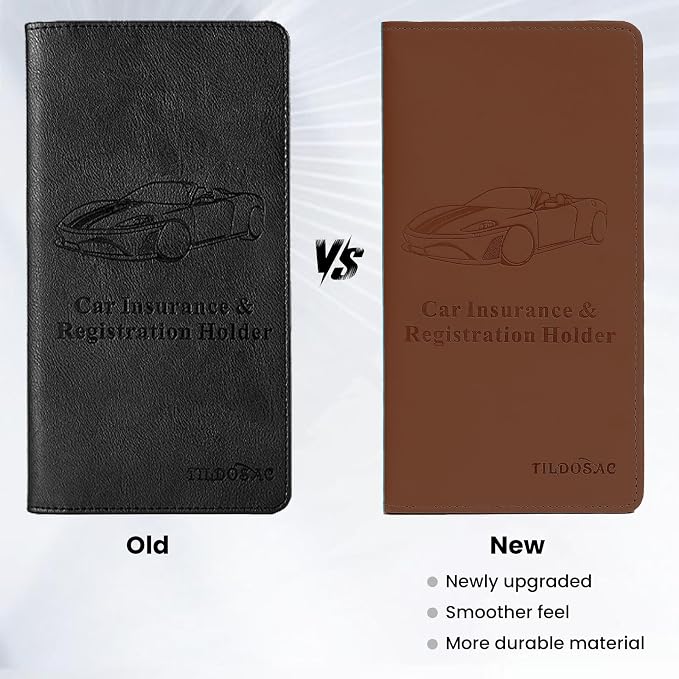 TILDOSAC Car Registration & Insurance Card Holder Leather Auto Glove Box - Image 2