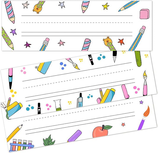 Name Tags for Classroom Cubbies, 30 Colorful Name Plates for Desks, Back to by Cazhes