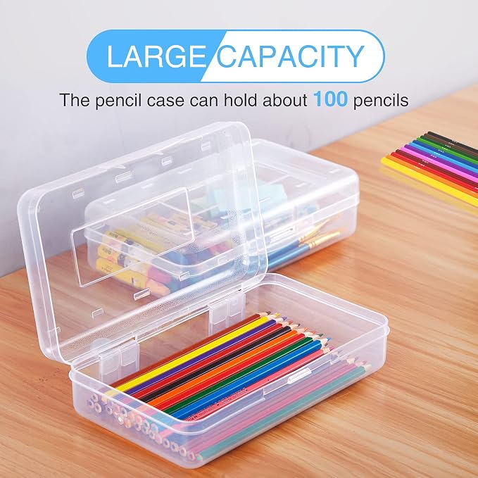 Sooez 3 Pack Pencil Case, Large Hard Pencil Box Bulk, Plastic Storage Container - Image 6