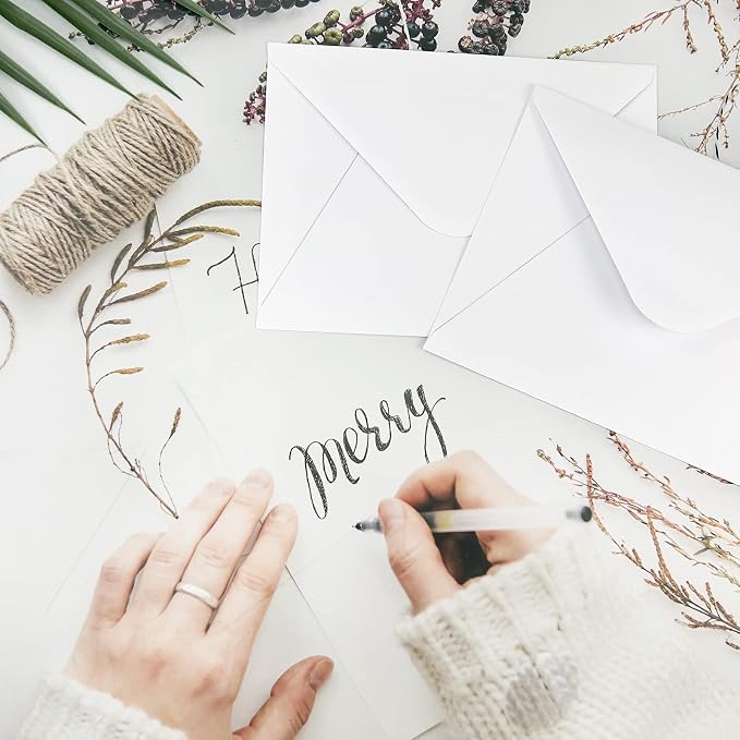 A7 Envelopes 100 Pack White 5x7 V Flap Invitation Envelopes - Image 5