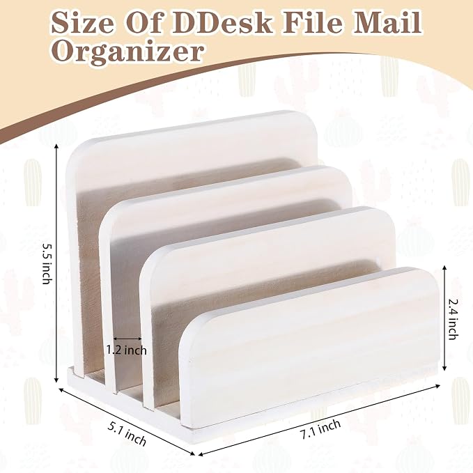 Briwooody Wooden Mail Organizer 3 Slots Mail Holder - Image 2