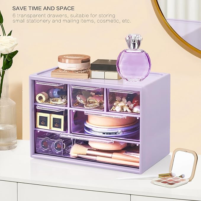Desk Storage Organizer with 6 Mini Drawers, FODIENS Stackable Desktop Craft - Image 4