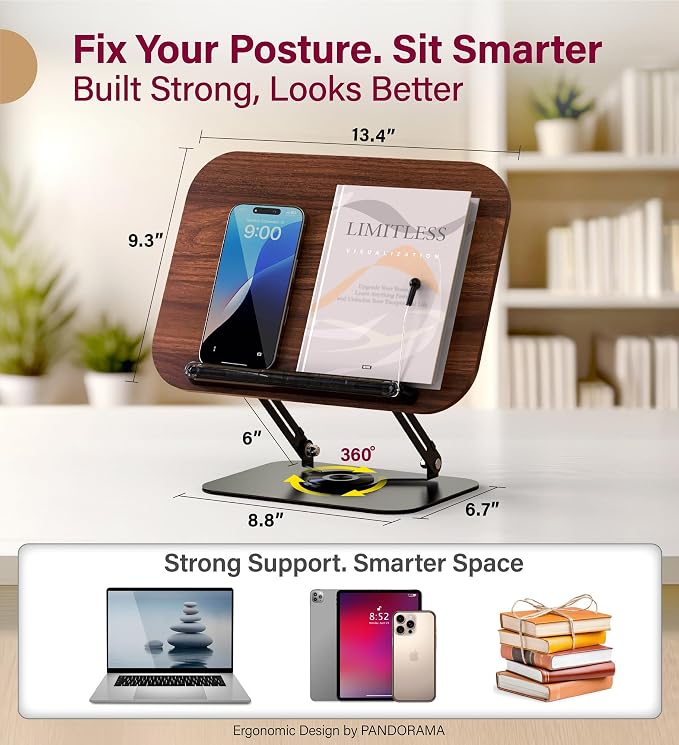 Adjustable Book Stand for Reading – Durable Build Quality, 360° Rotating Base - Image 2