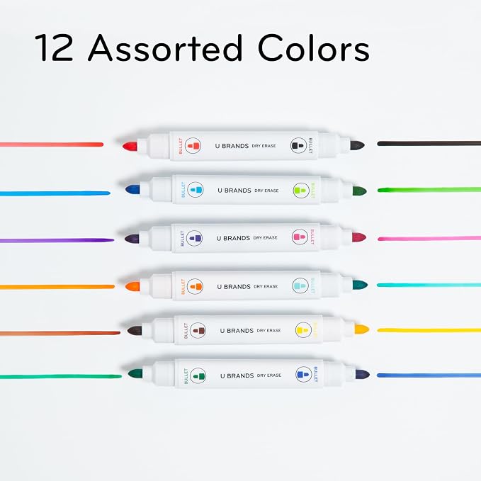 U Brands Dry Erase Markers, Double Ended Whiteboard Markers, Medium Bullet Tip - Image 3
