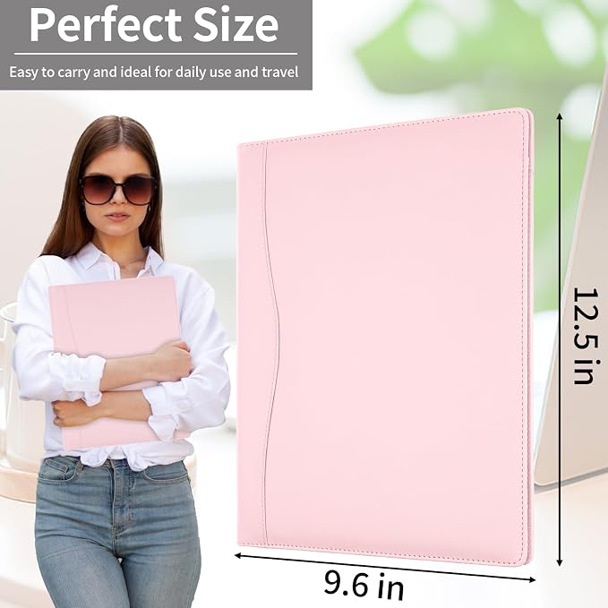MOWPOG Professional Padfolio Portfolio Binder, Faux Leather Interview Resume - Image 4