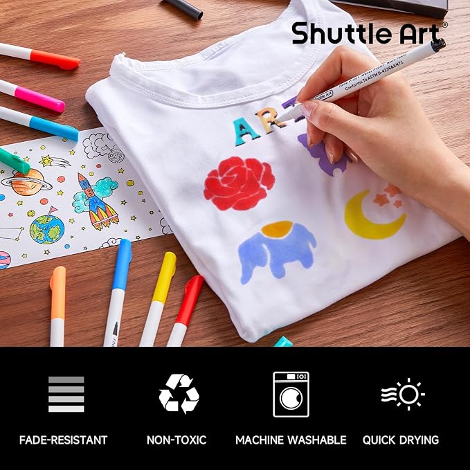 Shuttle Art 28 Colors Fabric Markers, Permanent Markers - Image 4