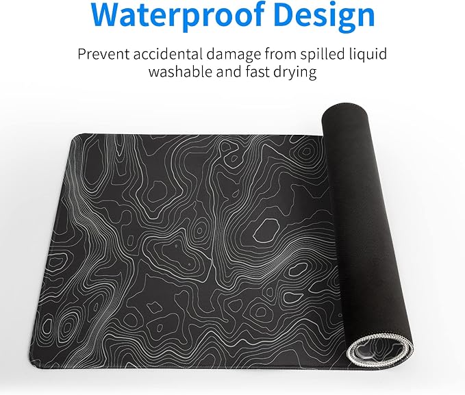 Topographic Contour Extended Big Mouse Pad Large, Gaming Mouse Pad Desk Pad - Image 5