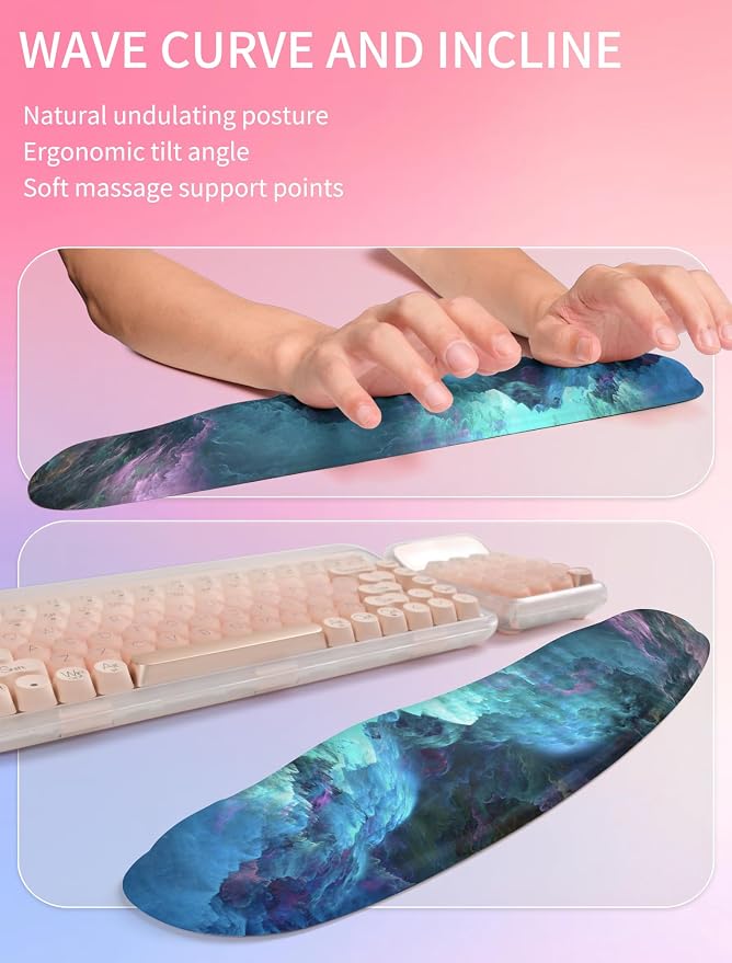 Hokafenle 2in1 Combination, Wave Keyboard Wrist Rest and Ergonomic Curvature - Image 2
