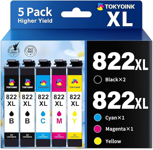 822XL Remanufactured Replacement for Epson 822XL Ink Cartridges Combo Pack 822 822 XL T822XL Ink for Workforce Pro WF-3820 WF-4830 WF-4820 WF-4830 WF-4833 WF-4834 Printer (5 Pack)-DeskLoop Office