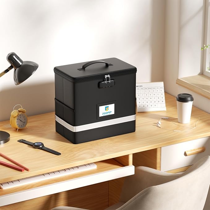 Fireproof File Box with Lock, Document Box Storage Organizer, Suitable - Image 5