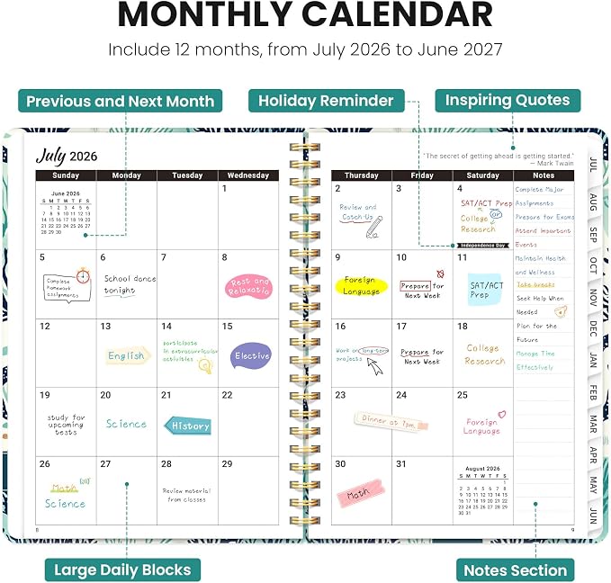 Planner 2026-2027, Hardcover Monthly and Weekly Academic Planner July 2026 - Image 2