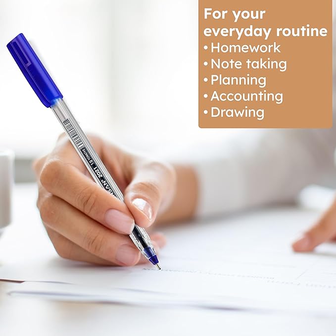 Blue Ballpoint Pens,1.0 mm Medium Point, Blue Pens, Ergonomic Triangle Grip, Smooth Writing, 300-Count Pack of Bulk Pens