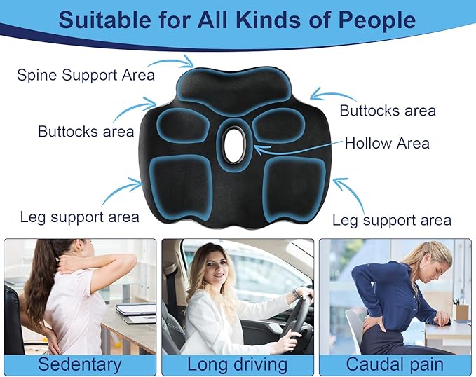 Premium Orthopedic Seat Cushion,X Large Breathable Office Chair Cushion - Enhanced Hip & Tailbone Support,Pressure Relief Sciatica & Leg Relief Let 8+ Hour Sitting Comfort, for Office/Game/Wheelchair-DeskLoop Office