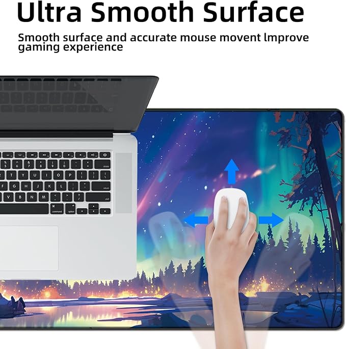Galdas Mouse Pad for Gaming, Aurora Background Pattern XXL XL Large Mouse Mat - Image 6