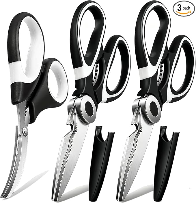 OMDAR 3 Pack Kitchen Scissors & Seafood Scissors Set, Sharp Kitchen Shears | by OMDAR