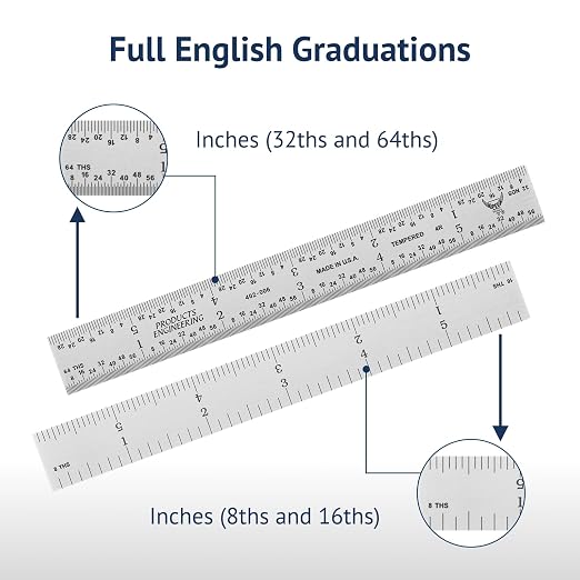 PEC Tools High Precision Metal Ruler, 6 Inch Rigid Machinist Rule, 4R Graduation - Image 7