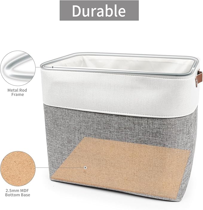 Bagnizer Large Fabric Storage Baskets | 50L Storage Bins, Decorative Linen - Image 4