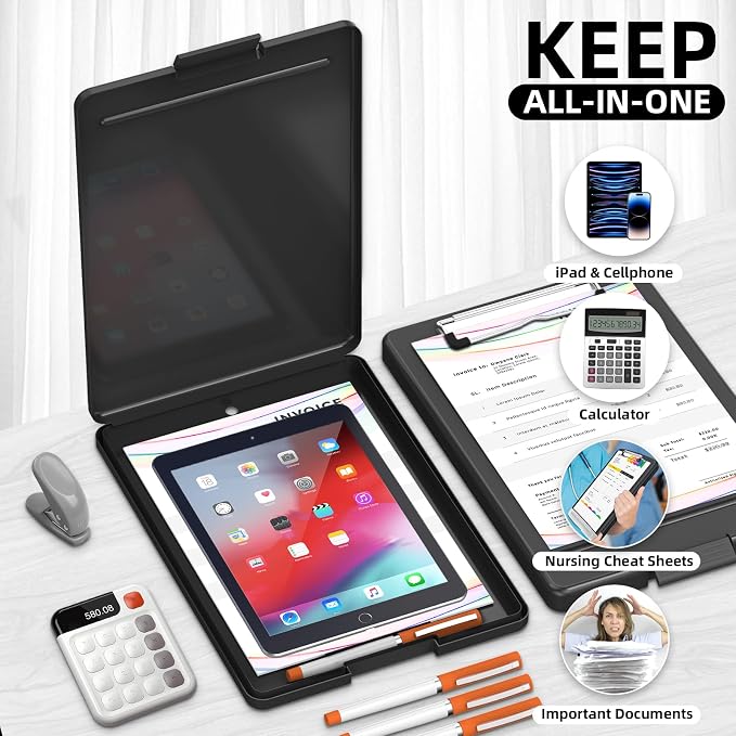 Clipboard with Storage, Plastic Storage Nursing Slim Clipboard with Low Profile - Image 3
