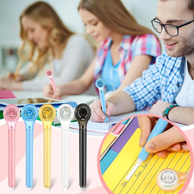 Gersoniel 50 Pack Correction Tape Pen Correctional Ink Tape Push Pull Protective - Image 5