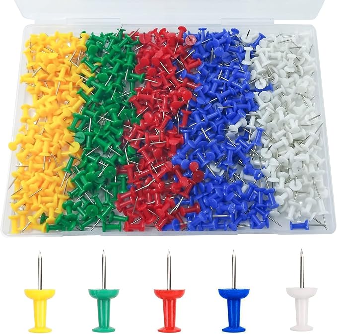 600 pcs Assorted Colors Thumb Tacks by Unknown