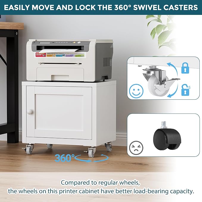 Small Printer Stand with Storage, Home Office Printer Table - Image 7