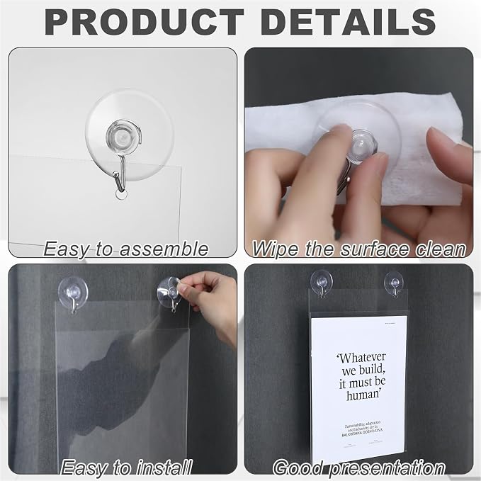 Suzile 4 Pcs Acrylic Window Sign Holder Hanging Acrylic Holder 8.5 x 11 Inch - Image 3