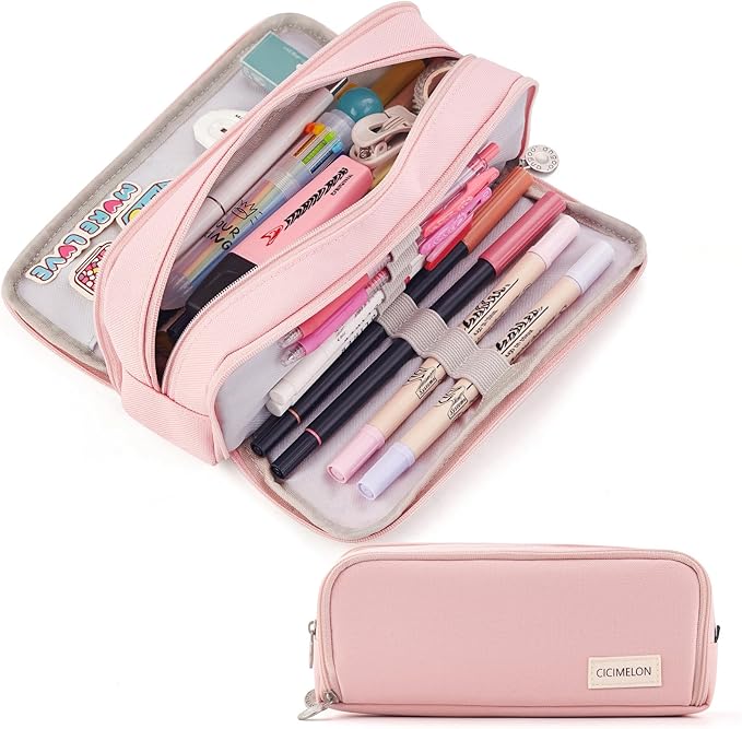 CICIMELON Large Capacity Pencil Case 3 Compartment Pouch Pen Bag by CICIMELON