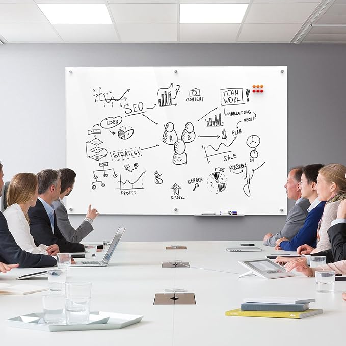 MaxGear 60" x 40" Glass Whiteboard Wall Mounted - Image 2