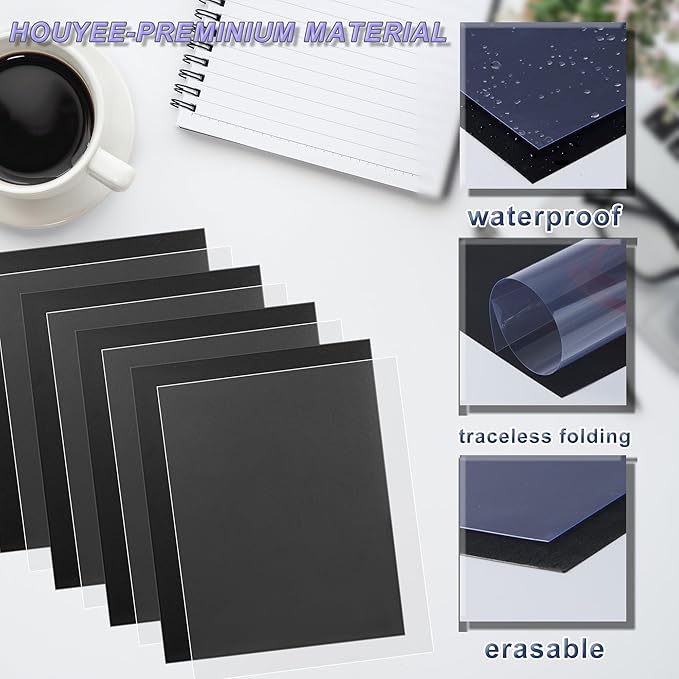 100 Pack Binding Covers Set, 8.5x11 Inches, Including 50 Pcs 12 Mil Ultra Clear PET Binding Covers, 50 Pcs 12 Mil Black Sand Textured-DeskLoop Office