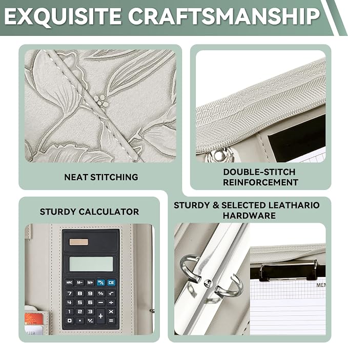 Leathario Portfolio Binder, Includes 5 Sheet Protectors and a Pen, 13 Inch - Image 6
