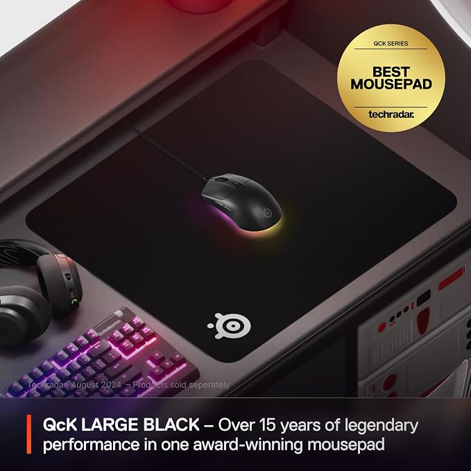 SteelSeries QcK Large Gaming Mousepad — Black — Non-Slip Silicone Rubber Base — - Image 2